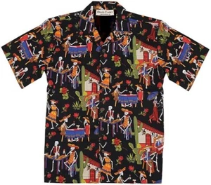 David Carey Originals Day of The Dead Skeletons Hawaiian Shirt Men's Large - Picture 1 of 3