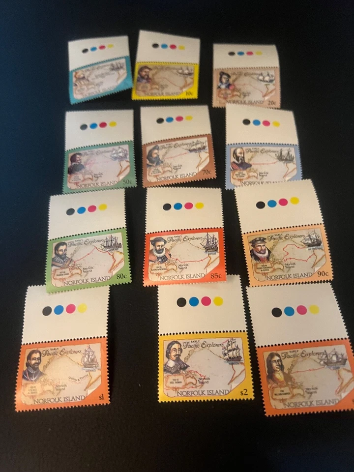 NORFOLK ISLAND EARLY PACIFIC EXPLORERS 1994 CONJUNTO DE 12 MNH Scott #550-561A Foto 1 de 1