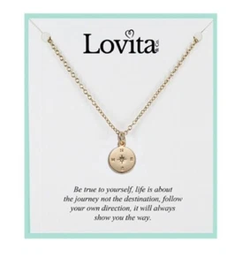 LOVITA JEWELRY Never Lost Necklace Gold Compass, NWT - Picture 1 of 3
