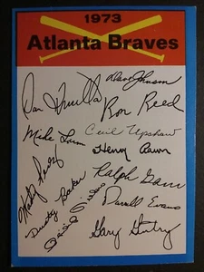 1973 TOPPS BASEBALL ATLANTA BRAVES SQUADRA BLU LISTA DI CONTROLLO EX++ - Foto 1 di 3