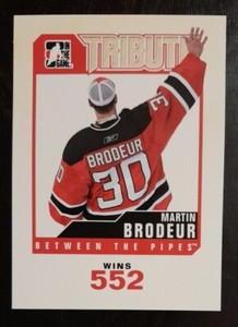 2009 - 2010 ITG Between The Pipes Martin Brodeur Tribute Card #T-07 Hockey Card