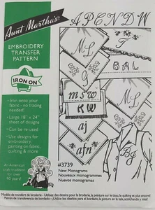 Aunt Martha's Hot Iron Transfer Pattern #3739 New Monograms Unopened NIP - Picture 1 of 4