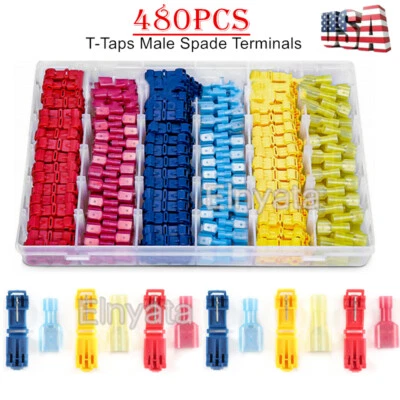 480Pcs 22-10 AWG Insulated T-Tap Quick Splice Combo Wire Terminal Connectors Kit - Image 1 of 4