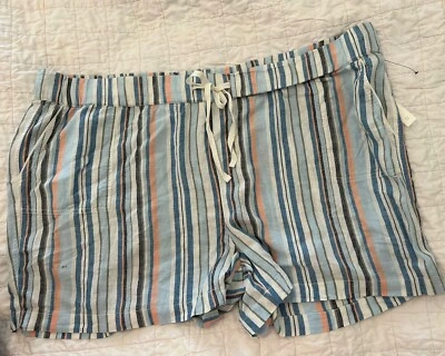 Nuevos Pantalones Cortos Caslon Nordstrom Mezcla de Lino Rayas Talla Grande 3X Defecto* Foto 1 de 4