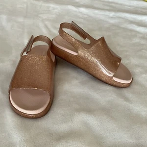 Mini Melissa Rose Gold Glitter Waterproof Jelly Shoe/Sandals Sz 12 Little Girls - Picture 1 of 8