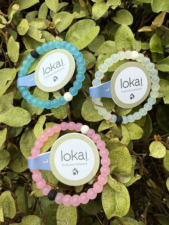 Juego de 3 Pulseras Lokai Rosa Azul Transparente Talla L Foto 1 de 4