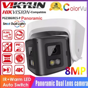 Hikvision Compatible Dual lens Panoramic 180° 8MP Dual Light Security IP Camera - Picture 1 of 19