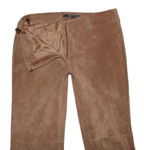 Hip Ladies- Leather Pants Without Pockets IN Light Braun Made of Suede Size 42 - Picture 1 of 3