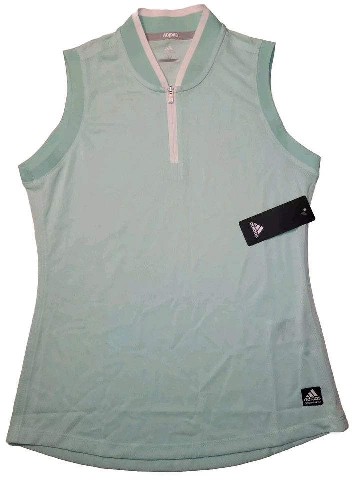 ADIDAS Women's Sleeveless Golf Polo Shirt Tank Clear Mint Size X-Large