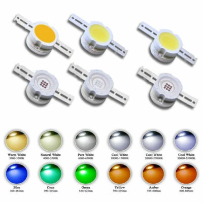 High Power LED Rund 10W Weiß Rot Grün Blau UV IR 9-12V 900mA Licht Perlen - Bild 1 von 4