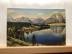 Teton Mountains and Jackson Lake: Grand Teton Nat’ Park, WY - Vintage Postcard - Picture 1 of 3