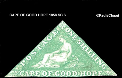 CABO DE BUENA ESPERANZA 1863 SC 15 "ESPERANZA" SENTADO 1/sh ESMERALDA IMPERFORADA UNG BUENO Foto 1 de 2