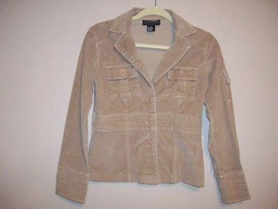 Outer Edge Womens Size S Solid Beige Corduory Short Coat Long Sleeves  - Image 1 of 4