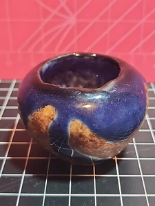 ๐โจ Cosmic Oval Studio Art Pottery Bowl - Artist Signed, 4-inch - Picture 1 of 4
