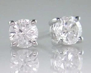 0.40ct D IF Round Brilliant Diamond Solitaire Stud Earrings in 18ct White Gold - Picture 1 of 1