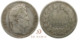 France 5 francs Louis Philippe 1831 MA argent Marseille tranche en relief - Imagen 1 de 1