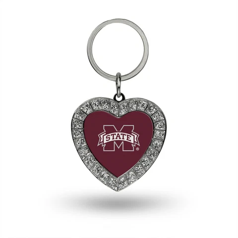 MISSISSIPPI STATE BULLDOGS RHINESTONE HEART BLING KEYCHAIN UNIVERSITY NCAA RING Cover