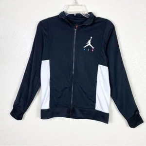 Girl’s Air Jordan Black Striped Sleeve Zip Up Sporty Athletic Jacket Size L - Picture 1 of 4