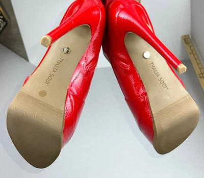Thalia Sodi SILENA $129 Faux Leather Platform Over-The-Knee Boots RED size 8 NEW - Image 1 of 4