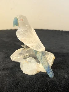 Quartz Carved Parrot Bird Figurine 3" tall - Picture 1 of 7