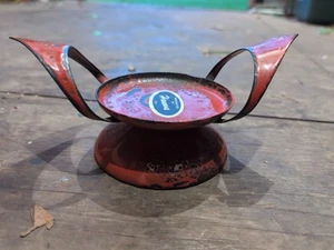 Portacandele smaltato brutalista Hanova di Pasadena vintage anni 60 arancione rosso nuovo vecchio  - Foto 1 di 9