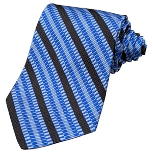 Best of Class Seidenkrawatte Repp Herren 56" blau schwarz gestreift gewebt USA breit Vintage - Bild 1 von 10