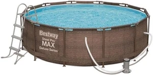 Bestway Steel Pro Max Frame Pool Komplettset, rund, Rattan-Optik, 366 x 100cm - Bild 1 von 4