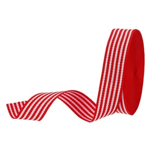 3/4" Rotes und weißes gestreiftes Ripsband, 10 Yard Polyester Stoff Streifen - Bild 1 von 6