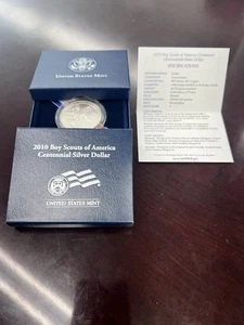 2010-P UNC Boy Scouts of America SILVER Dollar Box & COA - Picture 1 of 5