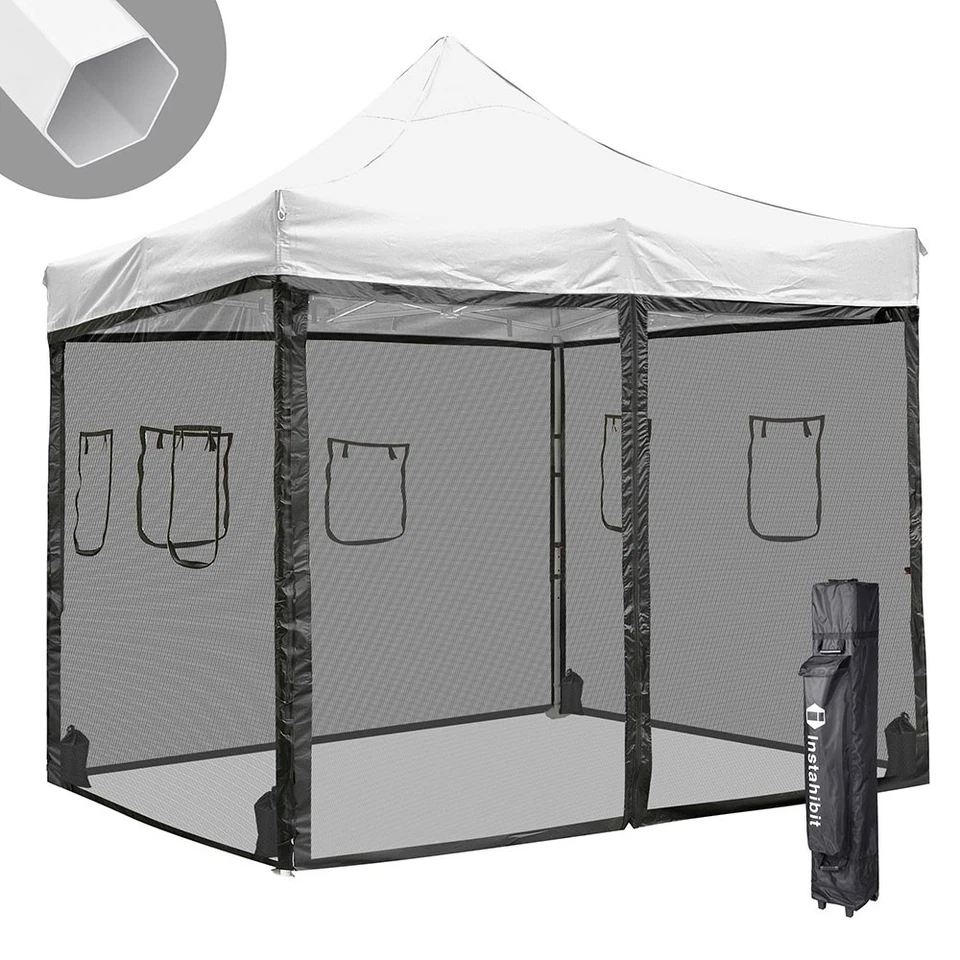 INSTAHIBIT Commerical 10x10 ft Pop Up Canopy w/ 4 Sidewall Mesh Instant Folding Vendor Show