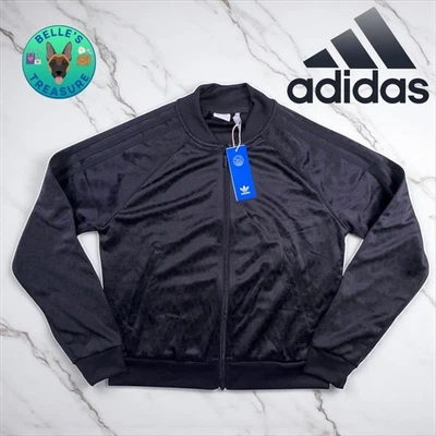 Adidas Track Jacket Women's Medium Trefoil Jacquard Full Zip 3 Stripe Y2K Korn - Image 1 of 4