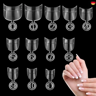 MWOOT 600 Stück Oval Kurz Fake Nageltips Künstlich Nagelspitzen, Französisch Ac - Bild 1 von 4