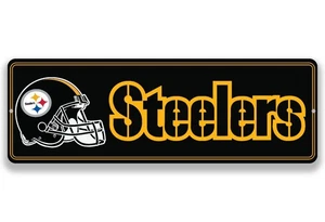 Pittsburgh Steelers Metal Sign Football  6x18 - Picture 1 of 1
