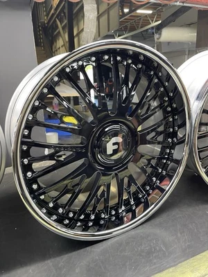 Forgiato Cravata 22” Staggered 5x120 Lexus Ls460 Ls500 Camaro Black  Xl Cap - Image 1 of 4