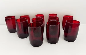 Royal Ruby Red Roly Poly Juice Glasses Tumblers 5oz Anchor Hocking Set 11 - Picture 1 of 12