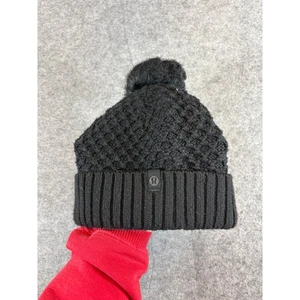 Gorro Lululemon Pom to Play Talla Única Negro Mezcla de Lana Tejido Elástico Exterior - Imagen 1 de 8