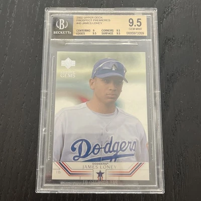2002 Upper Deck Prospect Premieres James Loney Rookie BGS 9.5 #40 Dodgers - Image 1 of 2