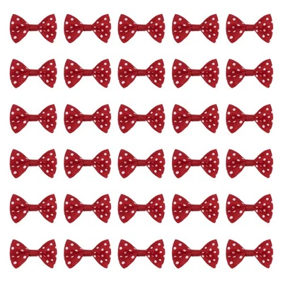 50Pcs Red White Dot Polka Dot Ribbon Bow Ties 1.5"x1" Mini Bowknot Foto 1 de 4