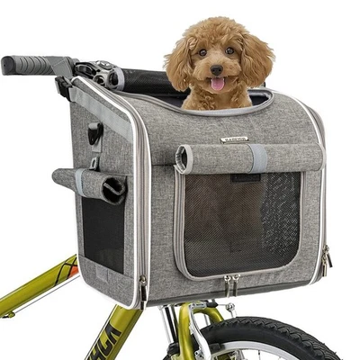 Cesta de bicicleta para cães, mochila expansível de face macia para transporte de animais de estimação com 4 portas abertas... - Imagem 1 de 4