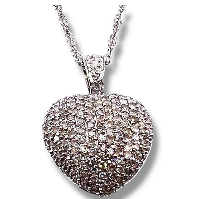 Collar colgante con racimo de corazón pavé de diamantes naturales de oro blanco de 14 k .50 quilates 16" Foto 1 de 4