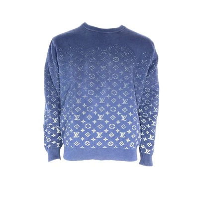 Auth Louis Vuitton Monogram Gradient Cotton Sweater Crewneck Knit HKN44W Blue - Image 1 of 4
