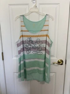Disney Parks Mickey Minnie ärmelloses Tank Gr. XXL bestickt gestreift Urlaub - Bild 1 von 6