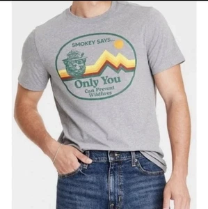 Goodfellow Men's - Grey Short Sleeve T-Shirt Smokey Bear Says New W Tag Med - Picture 1 of 5