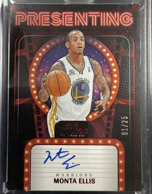 2024-25 Panini One MONTA ELLIS Red Presenting Signatures HARD AUTO Warriors /25 - Image 1 of 3