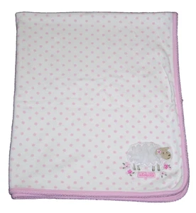 Carters ADORABLE Lamb Sheep Baby Blanket Pink White Polka Dots Cotton Security - Picture 1 of 2