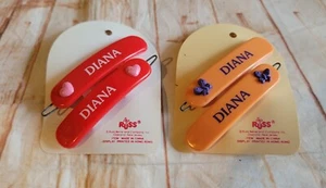 2 Vintage 1980's Russ Hair Clip Barrettes "DIANA" - Picture 1 of 4