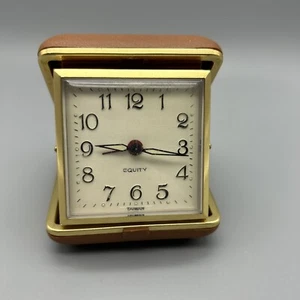 Vintage Equity Gold Vintage Travel Alarm with Built In Case Watch Works - Picture 1 of 8