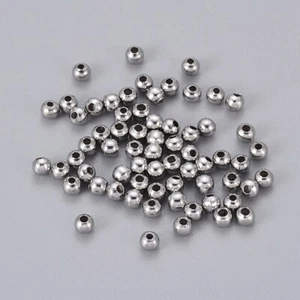 100 pcs Round 304 Stainless Steel Spacer Beads Crafts For Jewelry Making 3x3mm - Picture 1 of 2