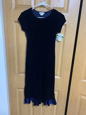 Y2K 2000s My Michelle Navy Blue Velour Maxi Dress NWT NOS 12 - Image 1 of 4
