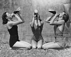 Young Ladies Drinking from Bottle in Swimsuits Vintage Photo - Wine Beer Bar Art